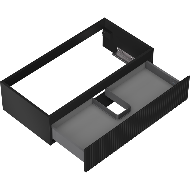 Mexen Rivel kúpeľňová skrinka pod umývadlo 90 cm, 1 zásuvka, ryhovaná, čierna mat - 91A20-09023-1-BF71