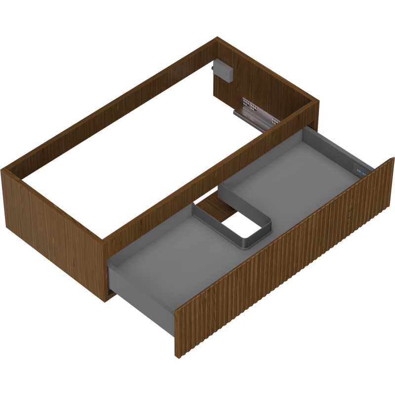Mexen Rivel kúpeľňová skrinka pod umývadlo 90 cm, 1 zásuvka, drážkovaná, orech - 91A20-09023-1-BF86