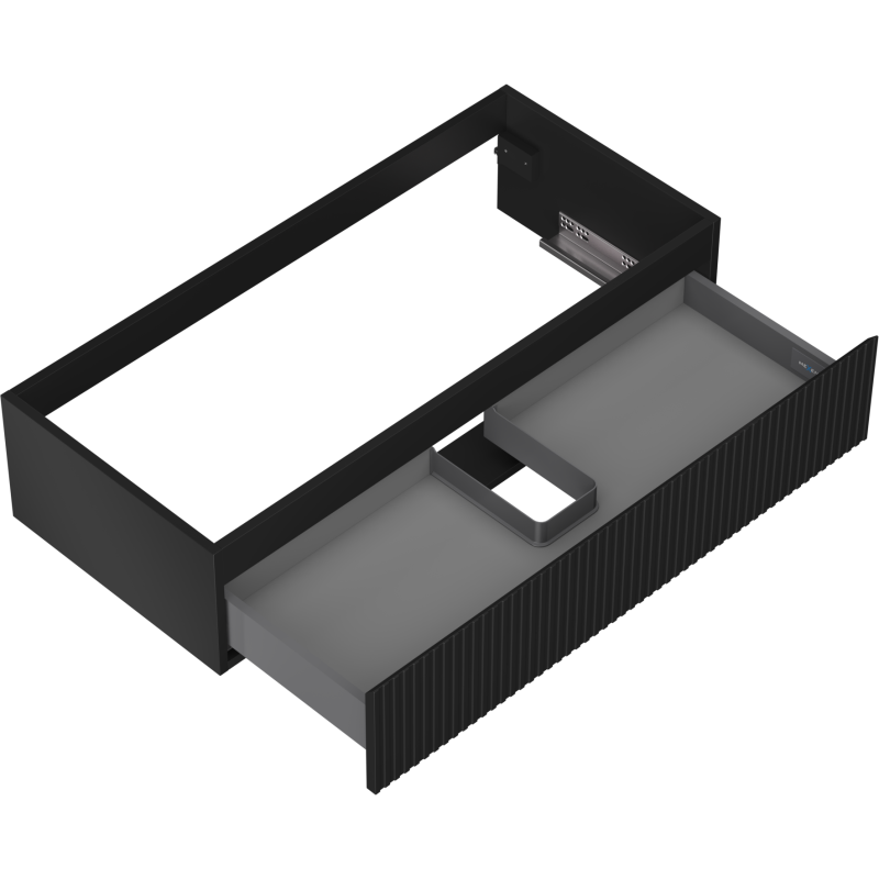 Mexen Rivel kúpeľňová skrinka pod umývadlo 100 cm, 1 zásuvka, ryhovaná, čierny mat - 91A20-10023-1-BF71