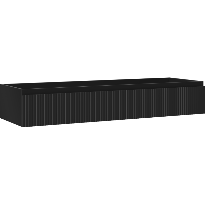 Mexen Rivel kúpeľňová skrinka pod umývadlo 140 cm, 1 zásuvka, drážkovaná, čierna matná - 91A20-14023-1-BF71
