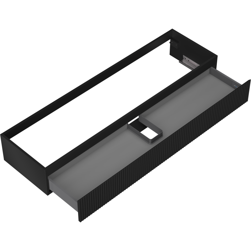 Mexen Rivel kúpeľňová skrinka pod umývadlo 160 cm, 1 zásuvka, ryhovaná, čierna matná - 91A20-16023-1-BF71