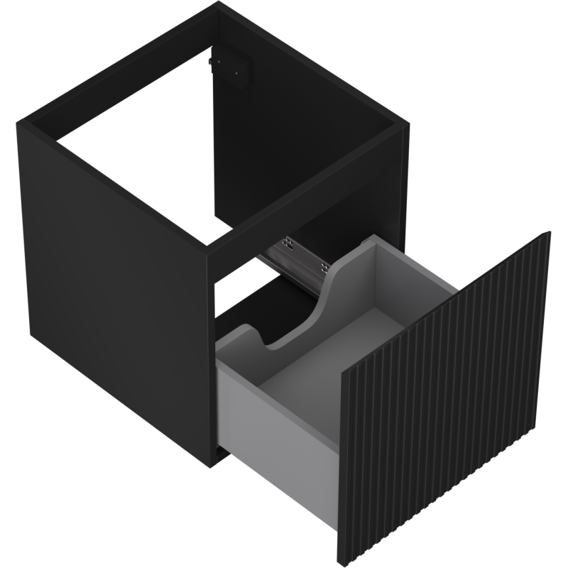 Mexen Rivel kúpeľňová skrinka pod umývadlo 45 cm, 1 zásuvka, ryhovaná, čierna matná - 91A20-04547-1-BF71