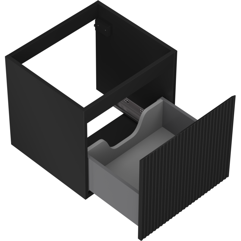 Mexen Rivel kúpeľňová skrinka pod umývadlo 50 cm, 1 zásuvka, ryhovaná, čierna matná - 91A20-05047-1-BF71