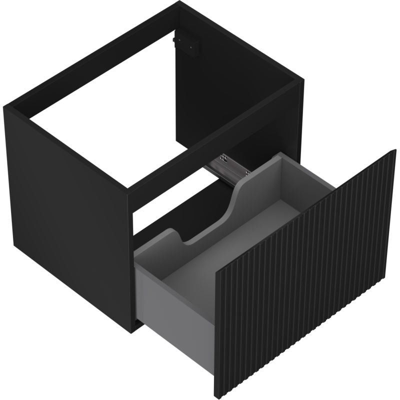 Mexen Rivel kúpeľňová skrinka pod umývadlo 60 cm, 1 zásuvka, ryhovaná, čierna matná - 91A20-06047-1-BF71