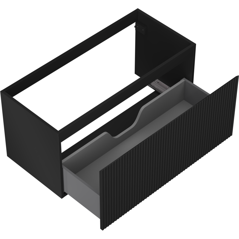 Mexen Rivel kúpeľňová skrinka pod umývadlo 100 cm, 1 zásuvka, ryhovaná, čierna mat - 91A20-10047-1-BF71