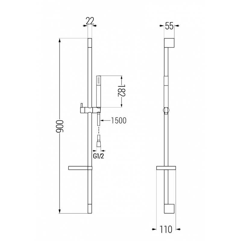 Mexen DS70 posuvná sprchová sada, chróm - 785704583-00