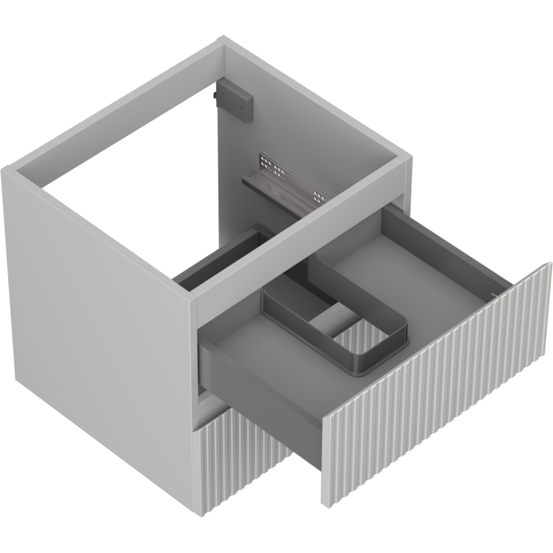 Mexen Rivel kúpeľňová skrinka pod umývadlo 50 cm, 2 zásuvky, drážkovaná, sivá matná - 91A20-05047-2-BFF62