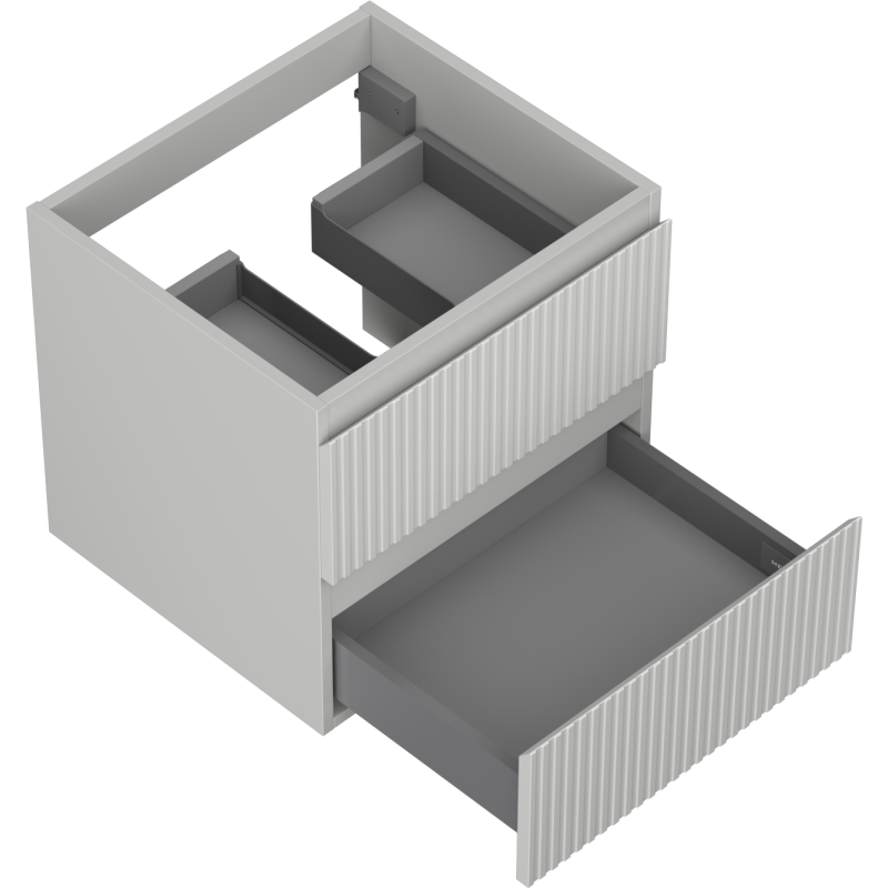 Mexen Rivel kúpeľňová skrinka pod umývadlo 50 cm, 2 zásuvky, drážkovaná, sivá matná - 91A20-05047-2-BFF62