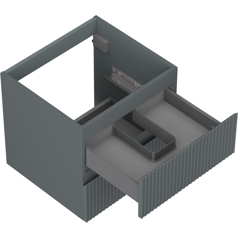 Mexen Rivel kúpeľňová skrinka pod umývadlo 50 cm, 2 zásuvky, drážkovaná, grafit mat - 91A20-05047-2-BFF66