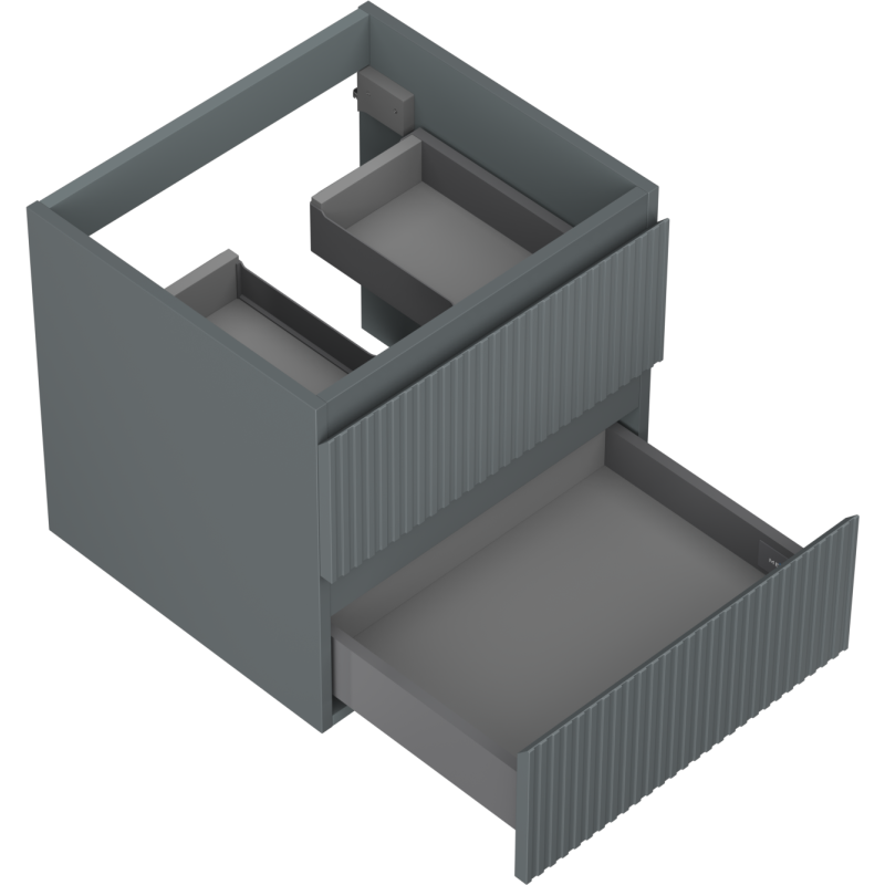 Mexen Rivel kúpeľňová skrinka pod umývadlo 50 cm, 2 zásuvky, drážkovaná, grafit mat - 91A20-05047-2-BFF66