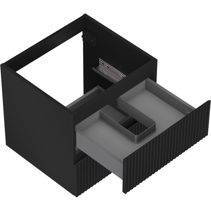 Mexen Rivel kúpeľňová skrinka pod umývadlo 50 cm, 2 zásuvky, ryhovaná, čierna matná - 91A20-05047-2-BFF71