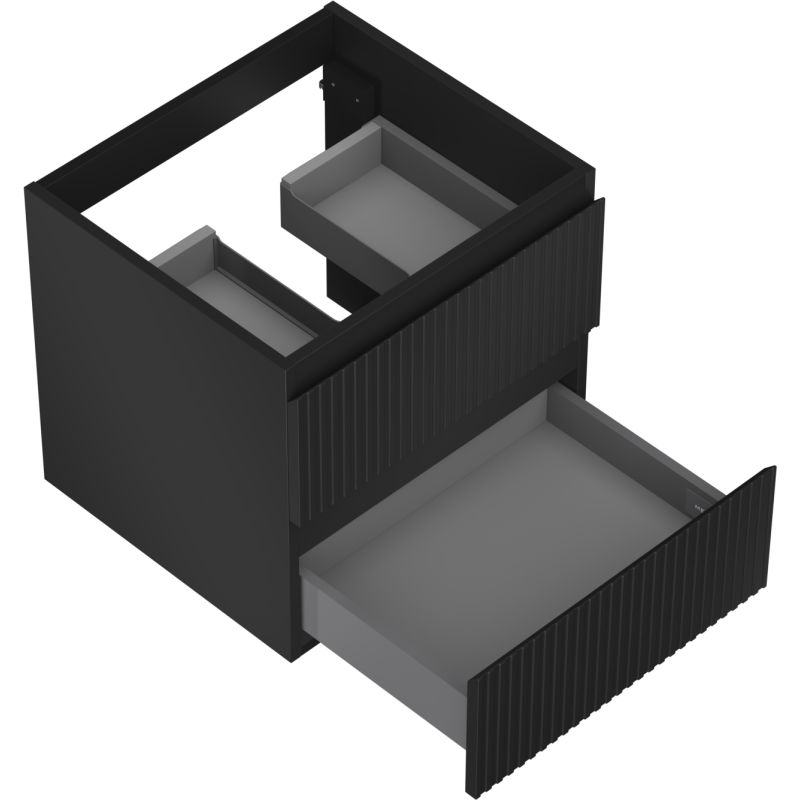 Mexen Rivel kúpeľňová skrinka pod umývadlo 50 cm, 2 zásuvky, ryhovaná, čierna matná - 91A20-05047-2-BFF71