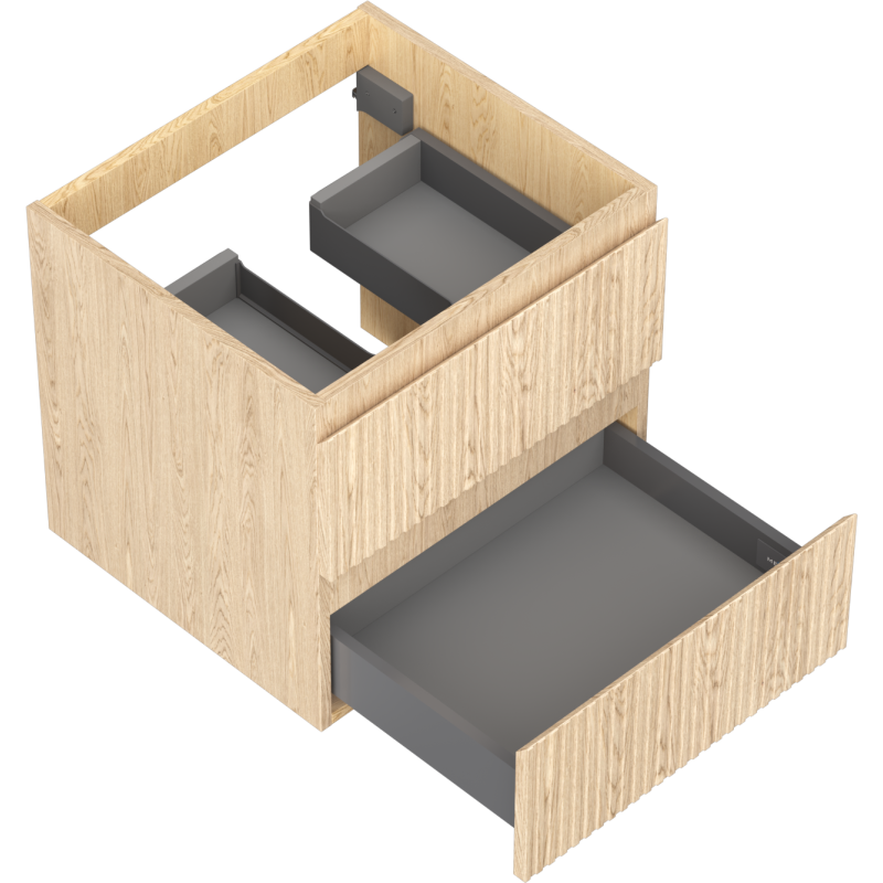 Mexen Rivel kúpeľňová skrinka pod umývadlo 50 cm, 2 zásuvky, ryhovaná, dub - 91A20-05047-2-BFF81