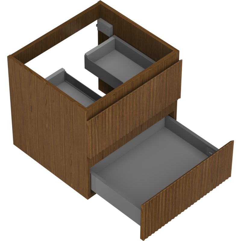 Mexen Rivel kúpeľňová skrinka pod umývadlo 50 cm, 2 zásuvky, ryhovaná, orech - 91A20-05047-2-BFF86