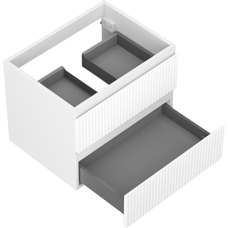 Mexen Rivel kúpeľňová skrinka pod umývadlo 60 cm, 2 zásuvky, drážkovaná, biela matná - 91A20-06047-2-BFF01