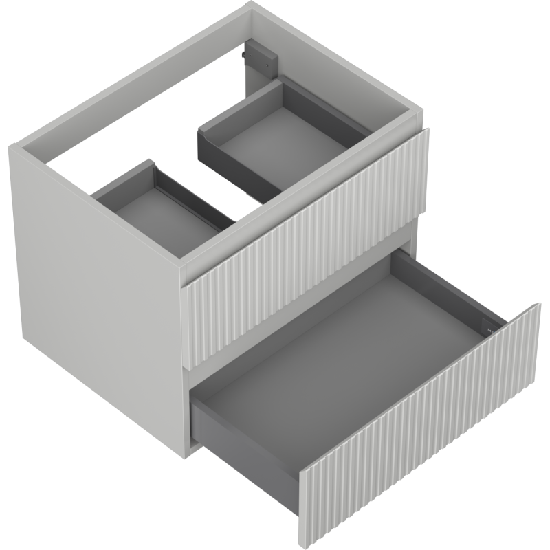 Mexen Rivel kúpeľňová skrinka pod umývadlo 60 cm, 2 zásuvky, ryhovaná, sivá matná - 91A20-06047-2-BFF62