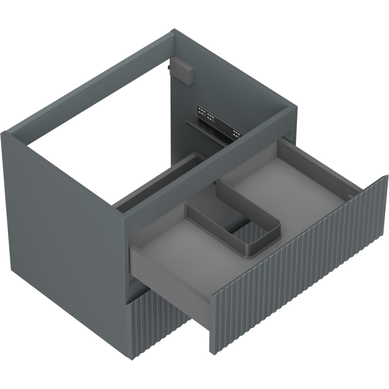 Mexen Rivel kúpeľňová skrinka pod umývadlo 60 cm, 2 zásuvky, ryhovaná, grafit mat - 91A20-06047-2-BFF66
