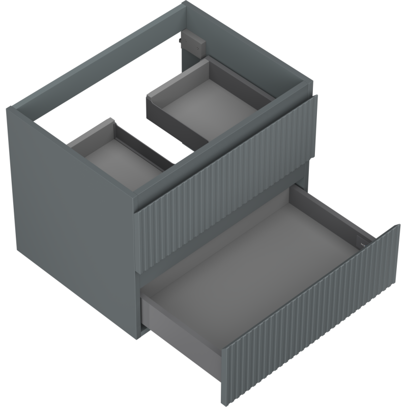 Mexen Rivel kúpeľňová skrinka pod umývadlo 60 cm, 2 zásuvky, ryhovaná, grafit mat - 91A20-06047-2-BFF66