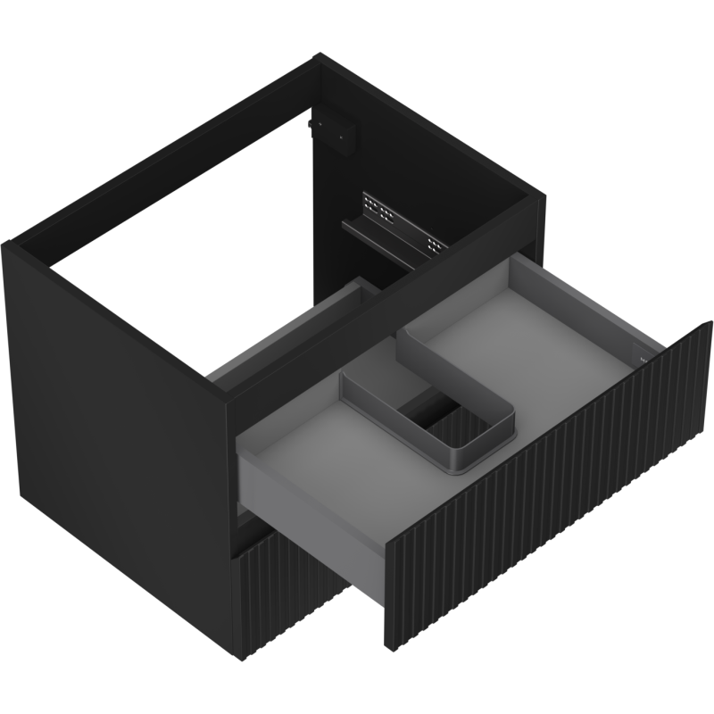 Mexen Rivel kúpeľňová skrinka pod umývadlo 60 cm, 2 zásuvky, ryhovaná, čierna matná - 91A20-06047-2-BFF71