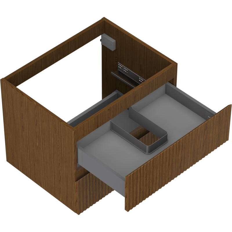 Mexen Rivel kúpeľňová skrinka pod umývadlo 60 cm, 2 zásuvky, rebrovaná, orech - 91A20-06047-2-BFF86