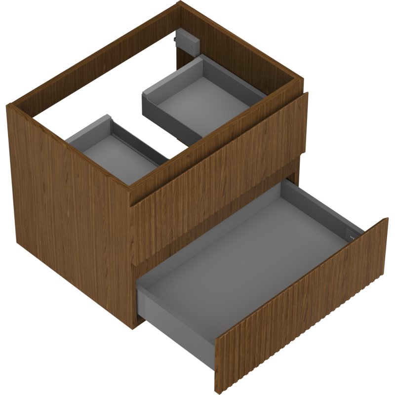 Mexen Rivel kúpeľňová skrinka pod umývadlo 60 cm, 2 zásuvky, rebrovaná, orech - 91A20-06047-2-BFF86