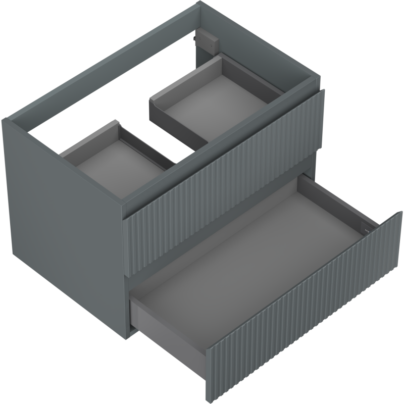 Mexen Rivel skrinka do kúpeľne pod umývadlo 70 cm, 2 zásuvky, ryhovaná, grafitová matná - 91A20-07047-2-BFF66