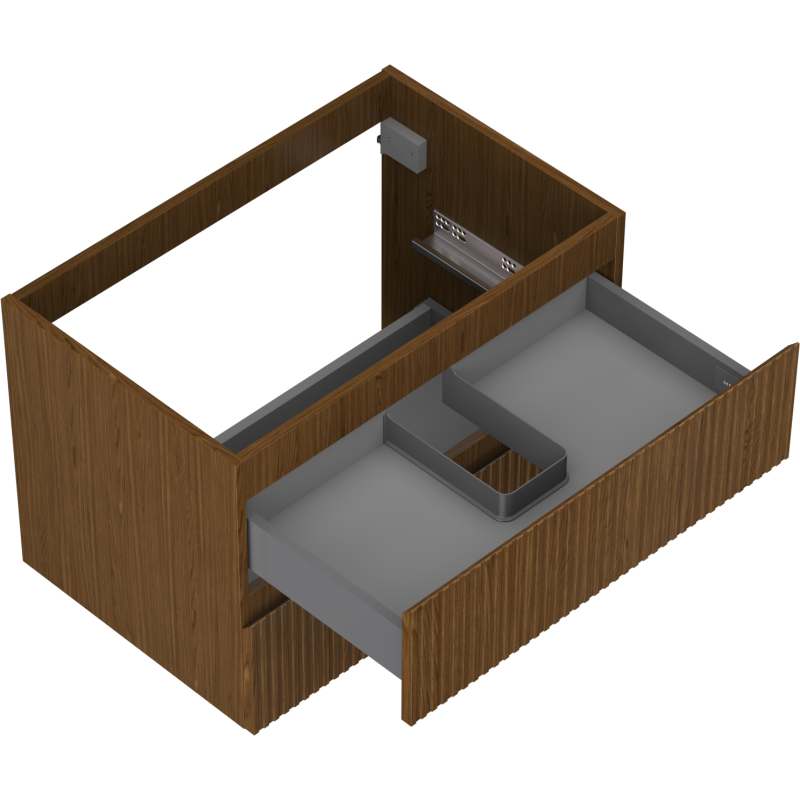 Mexen Rivel kúpeľňová skrinka pod umývadlo 70 cm, 2 zásuvky, ryhovaná, orech - 91A20-07047-2-BFF86