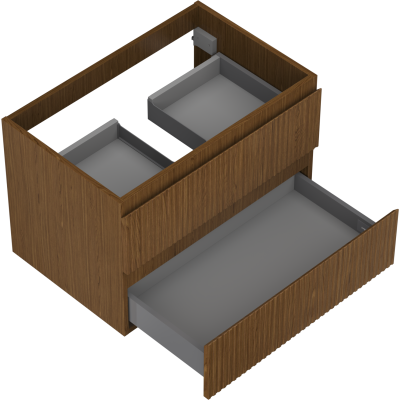 Mexen Rivel kúpeľňová skrinka pod umývadlo 70 cm, 2 zásuvky, ryhovaná, orech - 91A20-07047-2-BFF86