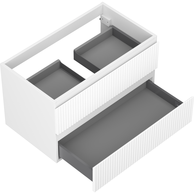 Mexen Rivel kúpeľňová skrinka pod umývadlo 80 cm, 2 zásuvky, ryhovaná, biela mat - 91A20-08047-2-BFF01