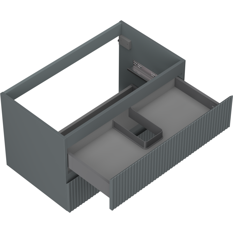 Mexen Rivel kúpeľňová skrinka pod umývadlo 80 cm, 2 zásuvky, ryhovaná, grafit matný - 91A20-08047-2-BFF66