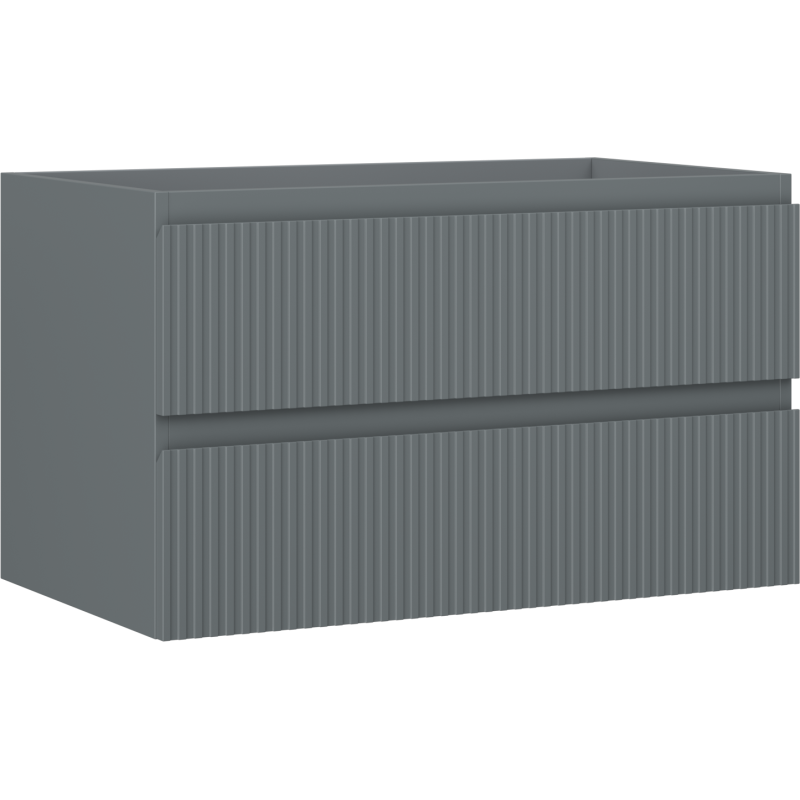 Mexen Rivel kúpeľňová skrinka pod umývadlo 80 cm, 2 zásuvky, ryhovaná, grafit matný - 91A20-08047-2-BFF66
