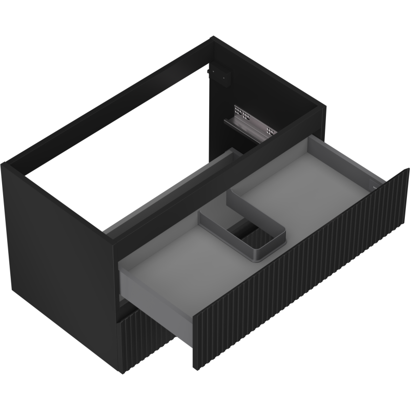 Mexen Rivel kúpeľňová skrinka pod umývadlo 80 cm, 2 zásuvky, ryhovaná, čierna matná - 91A20-08047-2-BFF71