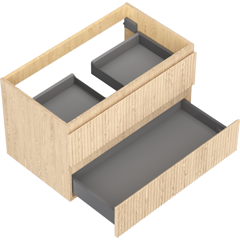 Mexen Rivel kúpeľňová skrinka pod umývadlo 80 cm, 2 zásuvky, riflovaná, dub - 91A20-08047-2-BFF81