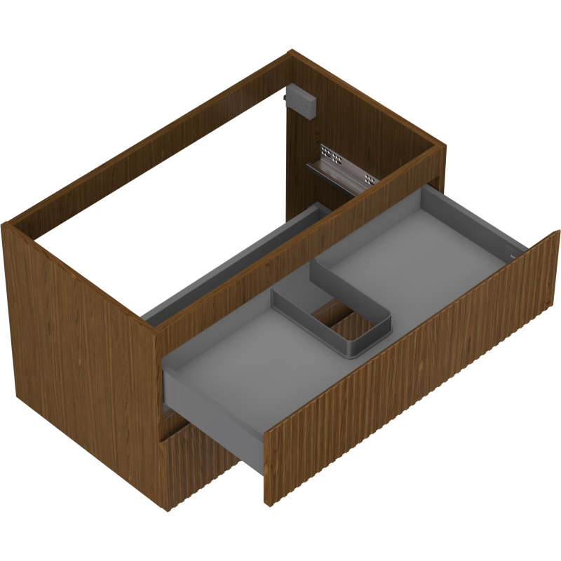 Mexen Rivel kúpeľňová skrinka pod umývadlo 80 cm, 2 zásuvky, rebrovaná, orech - 91A20-08047-2-BFF86