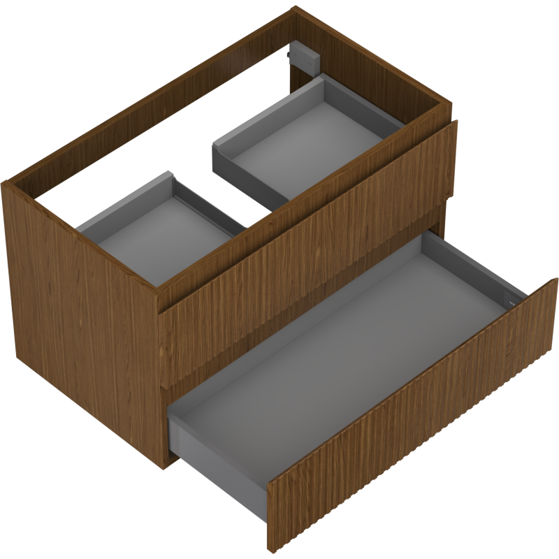 Mexen Rivel kúpeľňová skrinka pod umývadlo 80 cm, 2 zásuvky, rebrovaná, orech - 91A20-08047-2-BFF86