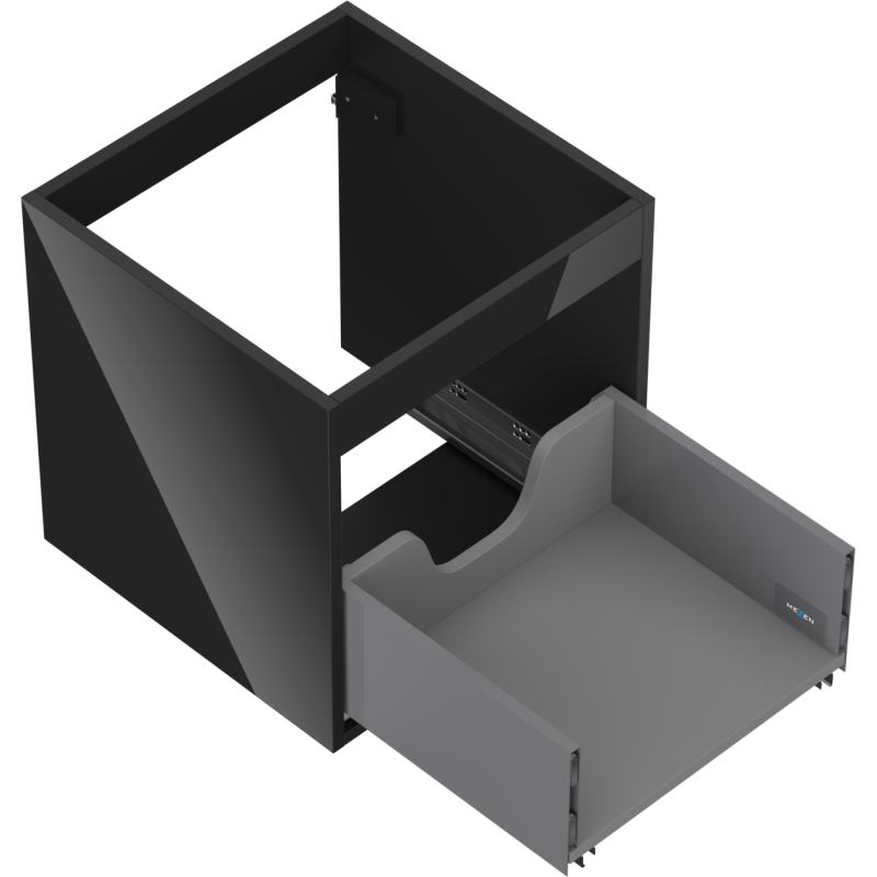 Mexen Box-A korpus skrinky pod umývadlo 45 cm, 1 zásuvka, čierny lesk - 91AX0-0450-470-1-70