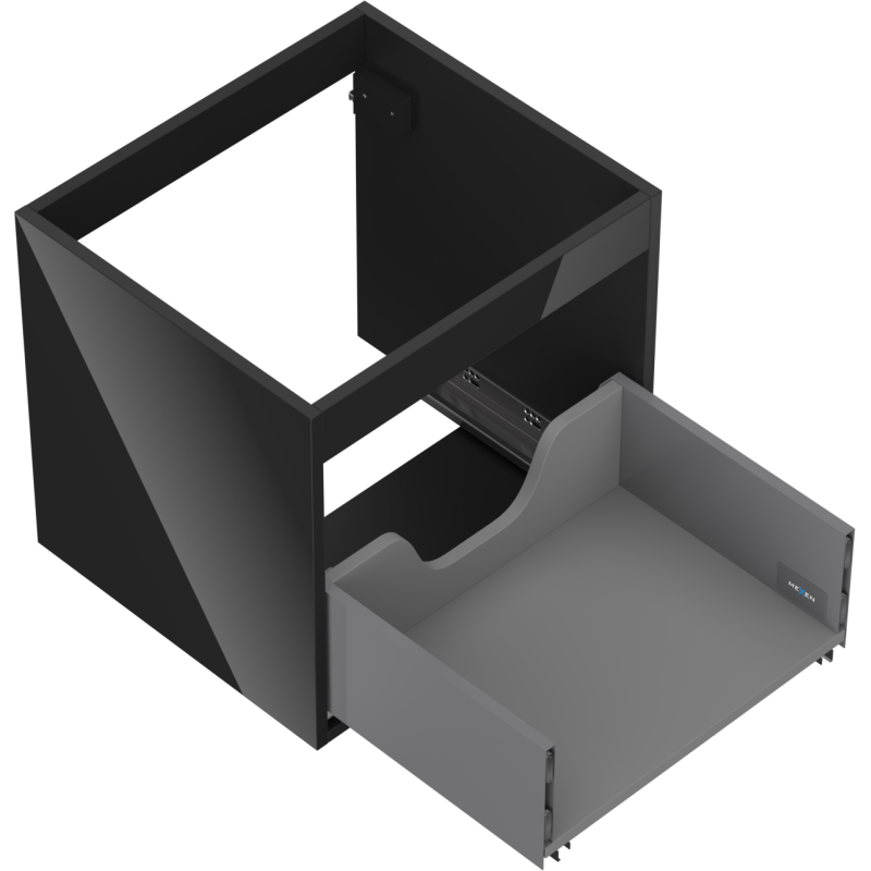 Mexen Box-A telo skrinky pod umývadlo 50 cm, 1 zásuvka, čierny lesk - 91AX0-0500-470-1-70
