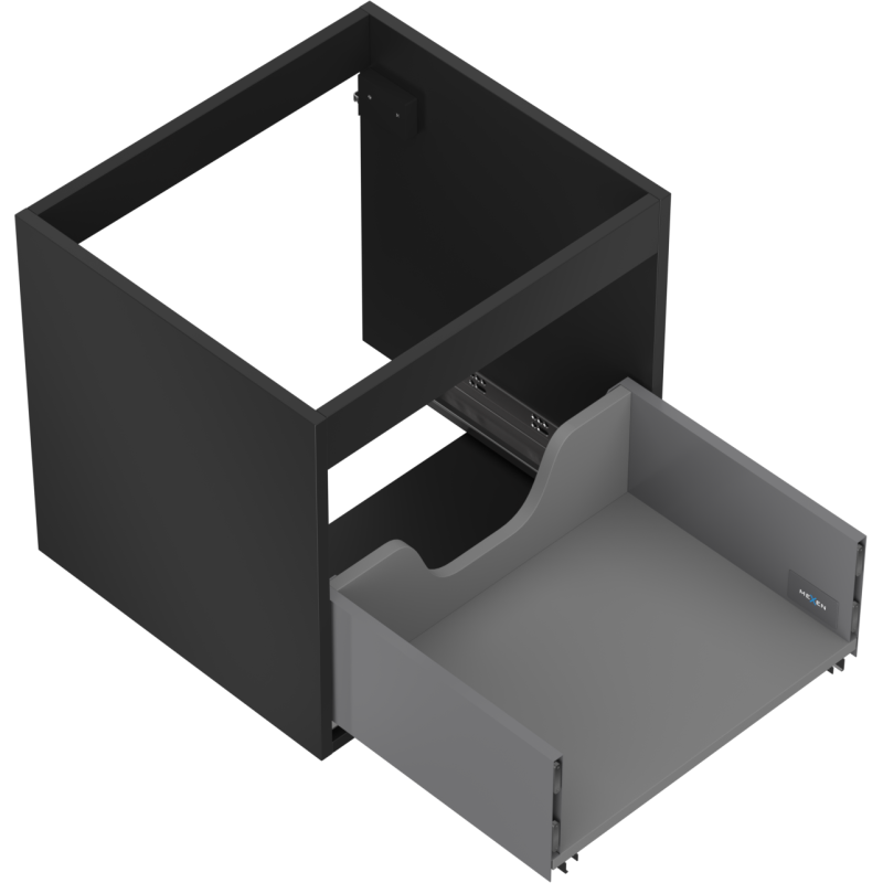 Mexen Box-A korpus skrinky pod umývadlo 50 cm, 1 zásuvka, čierny mat - 91AX0-0500-470-1-71