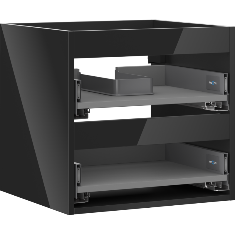 Mexen Box-A korpus skrinky pod umývadlo 50 cm, 2 zásuvky, čierny lesk - 91AX0-0500-470-2-70