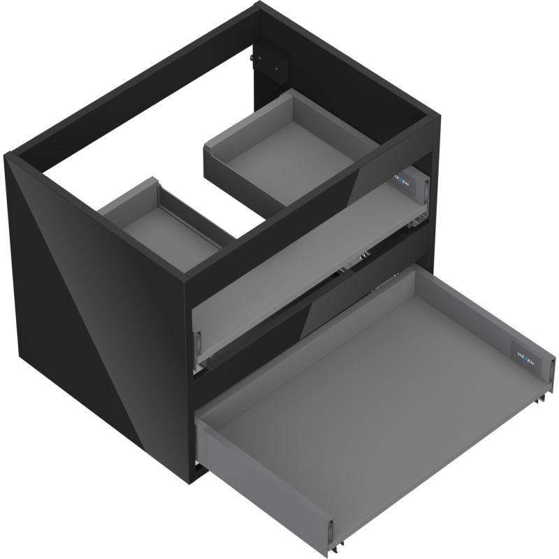 Mexen Box-A korpus skrinky pod umývadlo 60 cm, 2 zásuvky, čierny lesk - 91AX0-0600-470-2-70
