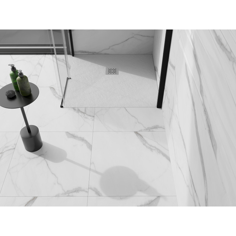 Mexen Stone+ štvorcová kompozitová sprchová vanička 80 x 80 cm, biela - 44108080