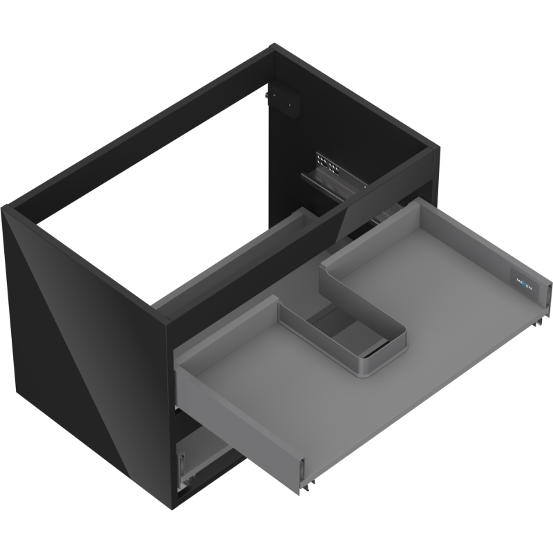Mexen Box-A korpus skrinky pod umývadlo 70 cm, 2 zásuvky, čierny lesk - 91AX0-0700-470-2-70