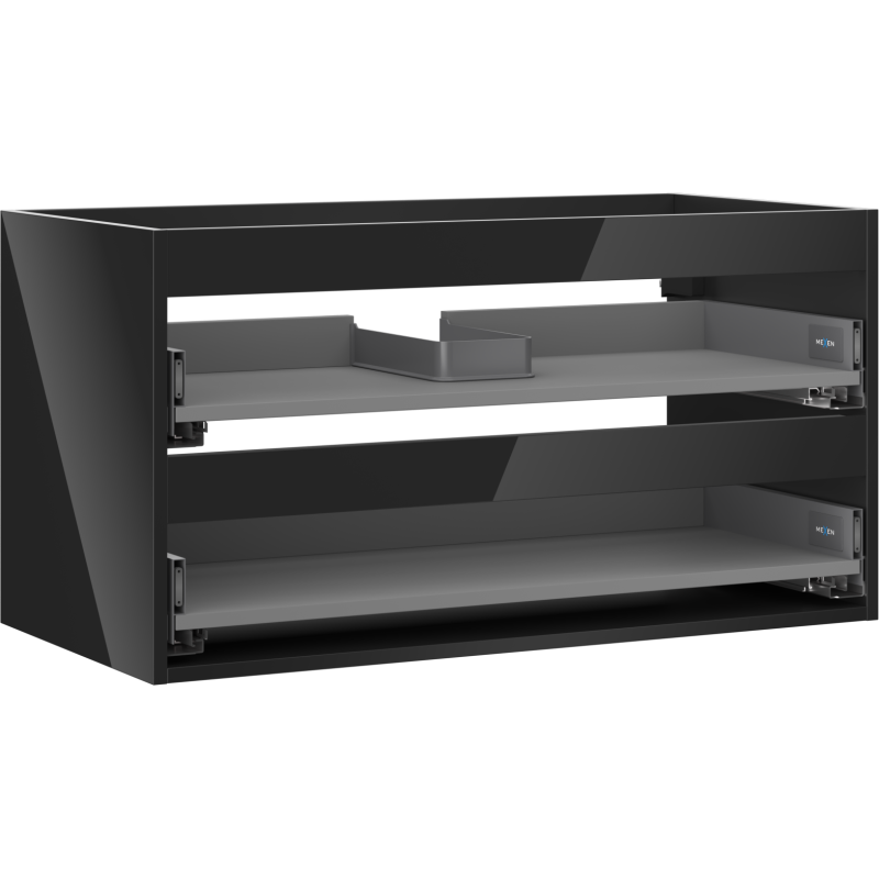 Mexen Box-A korpus skrinky pod umývadlo 90 cm, 2 zásuvky, čierny lesk - 91AX0-0900-470-2-70