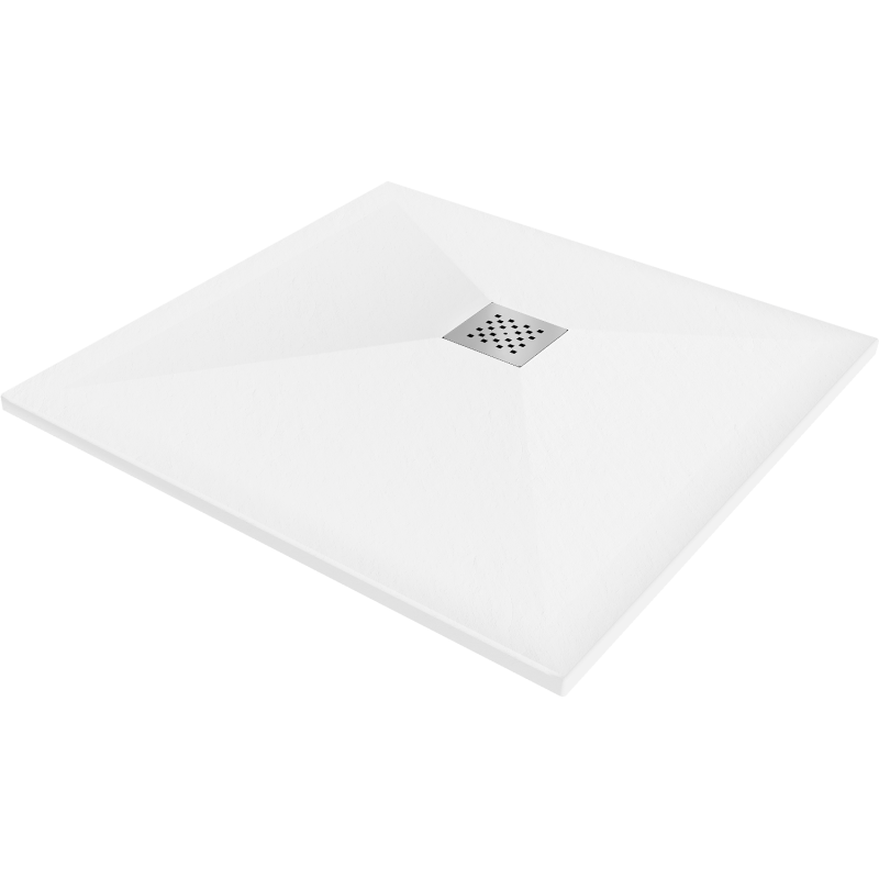 Mexen Stone+ kompozitná štvorcová sprchová vanička 100 x 100 cm, Biela - 44101010