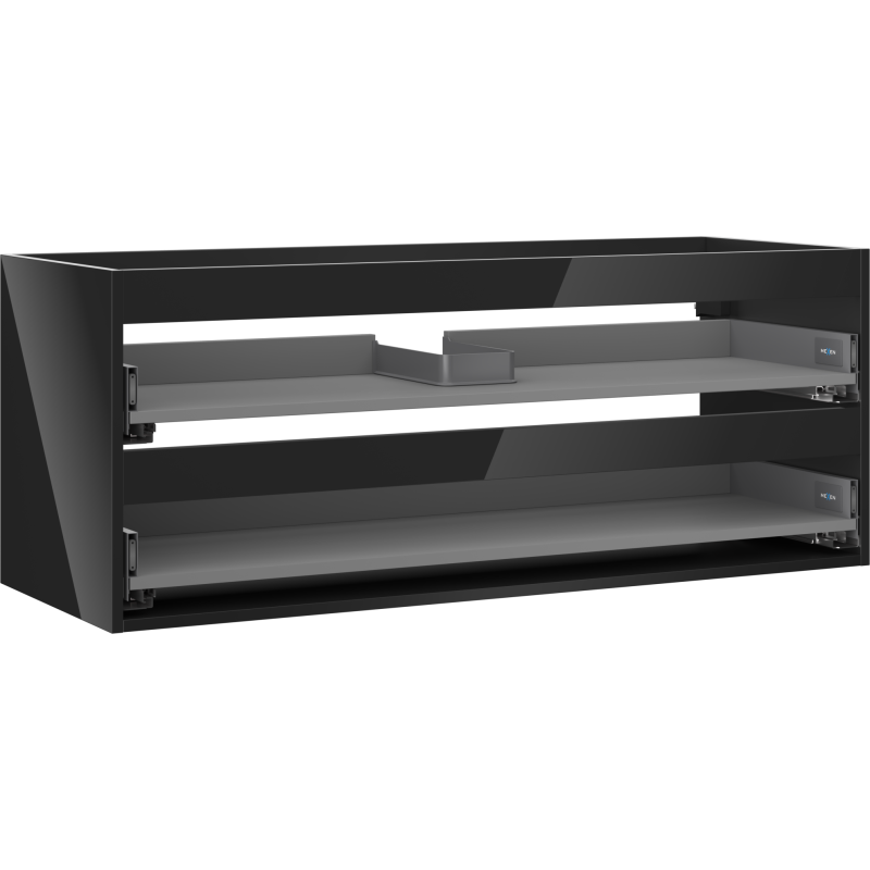 Mexen Box-A skrinka pod umývadlo 120 cm, 2 zásuvky, čierny lesk - 91AX0-1200-470-2-70
