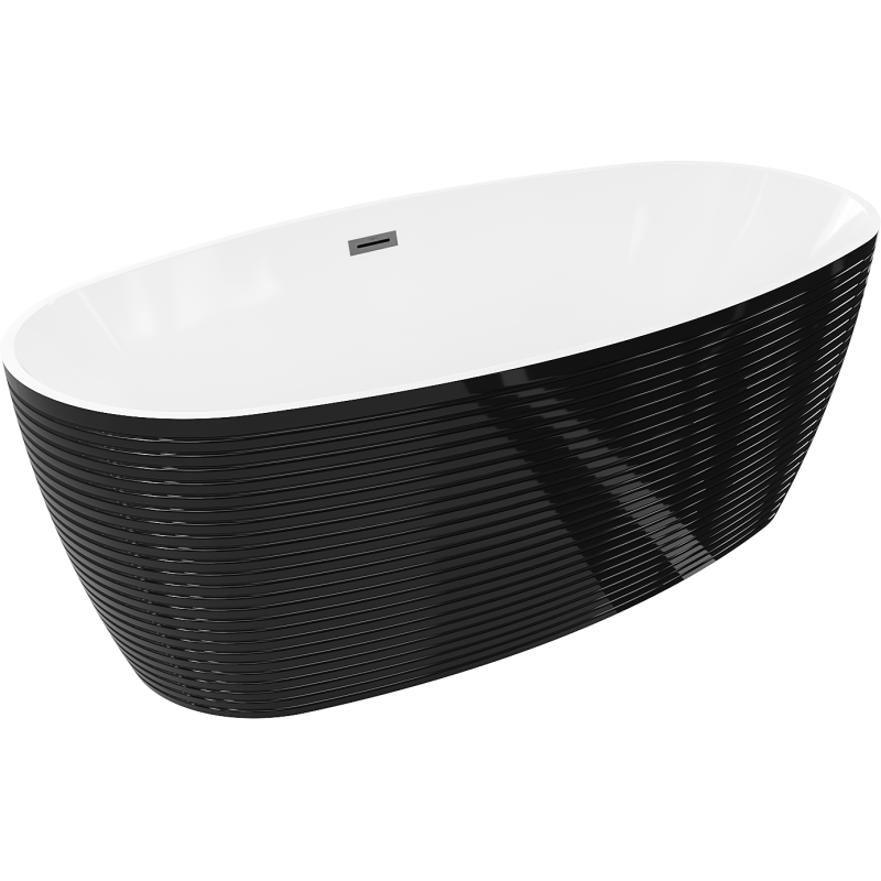 Mexen Lira voľne stojaca vaňa vzor 170 x 80 cm, biela/čierna, preliv gun gray brúsený - 52831708075-66