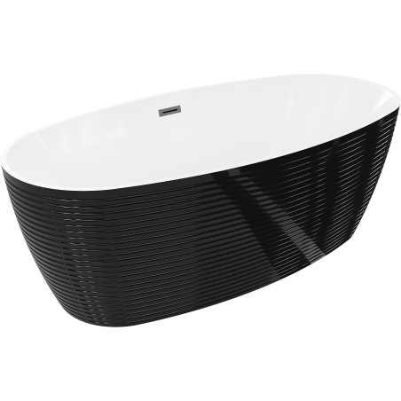 Mexen Lira voľne stojaca vaňa vzor 170 x 80 cm, biela/čierna, preliv gun gray brúsený - 52831708075-66