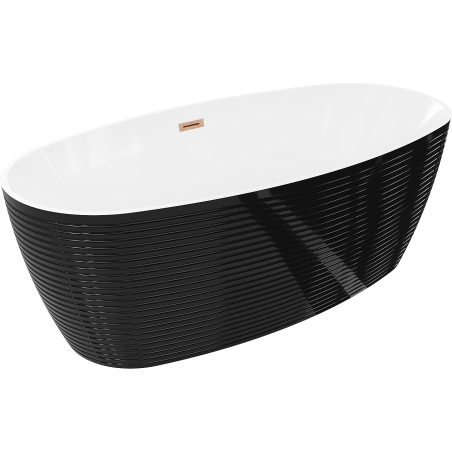Mexen Lira voľne stojaca vaňa vzor 170 x 80 cm, biela/čierna, prepadová diera kartáčovaná meď - 52831708075-65