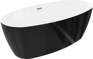 Mexen Lira voľne stojaca vaňa vzor 170 x 80 cm, biela/čierna, prepadová diera kartáčovaná meď - 52831708075-65