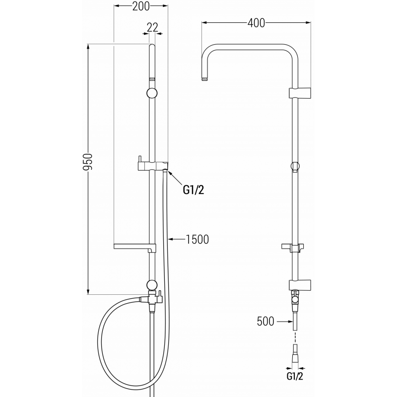 Mexen X sprchový stĺp, čierny - 7939199-70